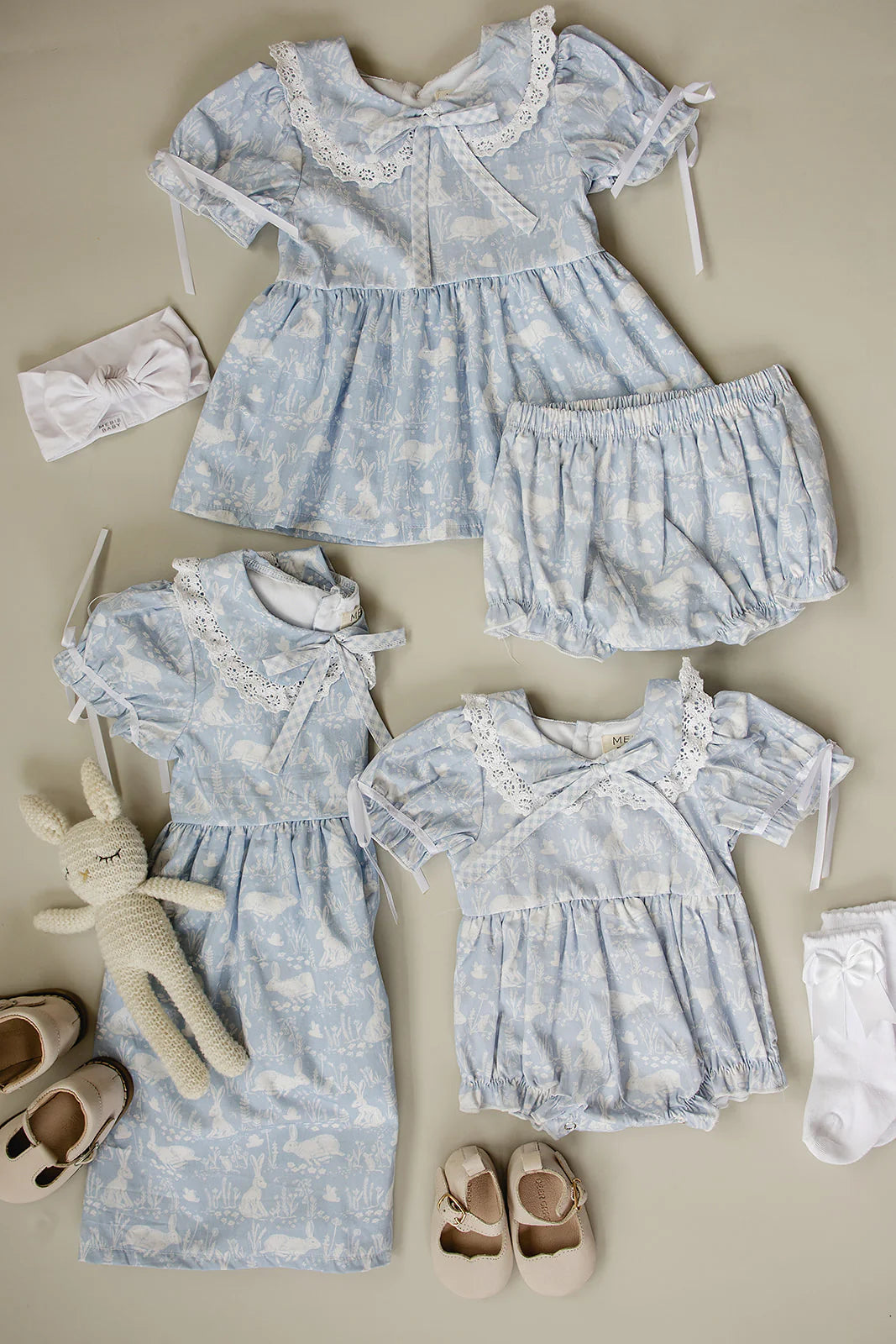 Mebie Baby Bubble Romper || Blue Bunny