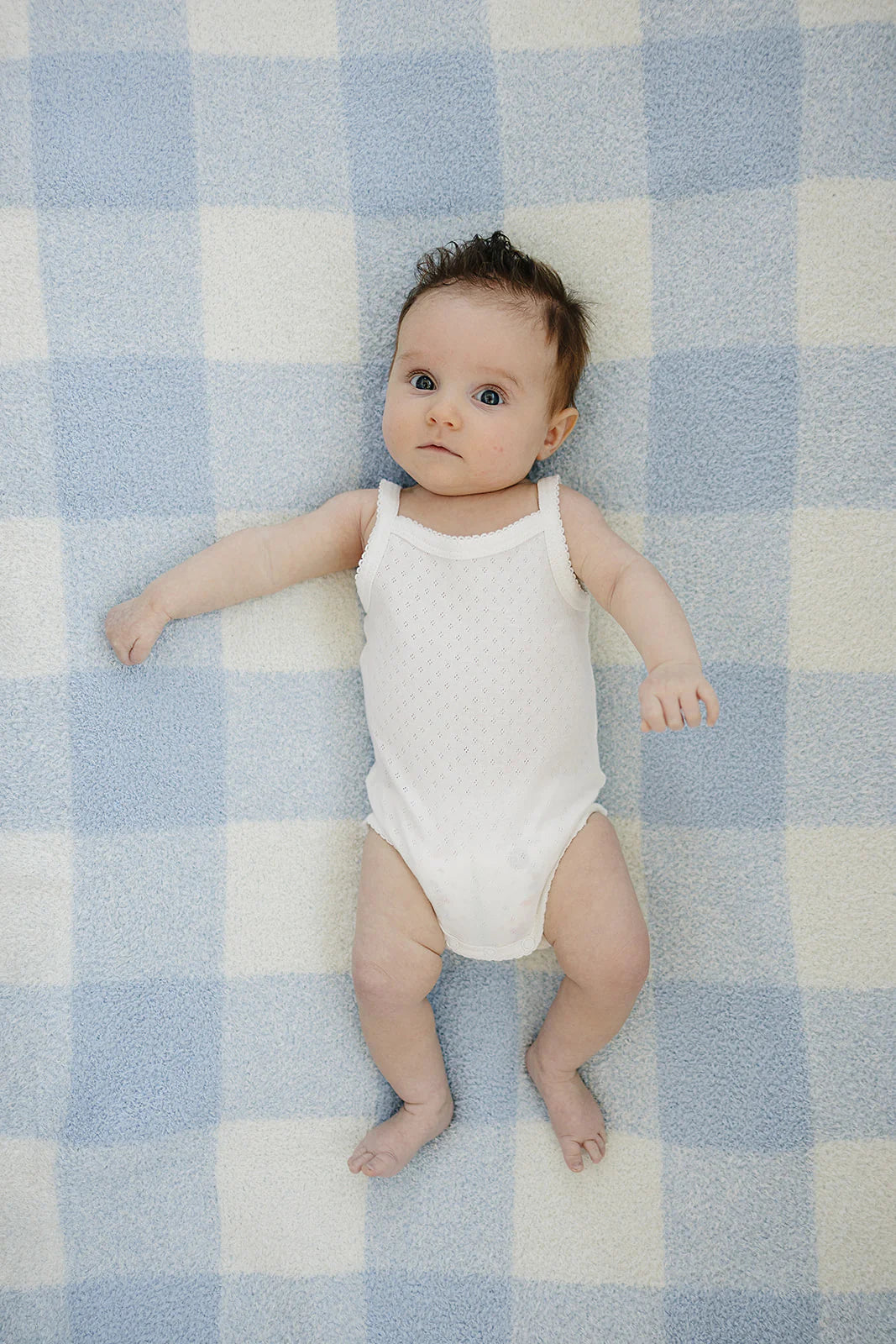 Mebie Baby Plush Child/Adult Blanket || Light Blue Plaid