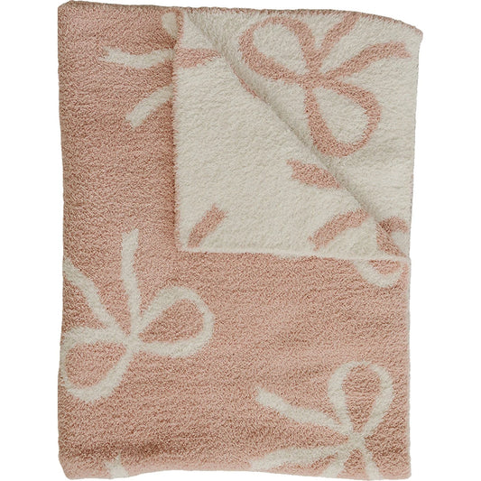 Mebie Baby Plush Baby Blanket || Pink Bow