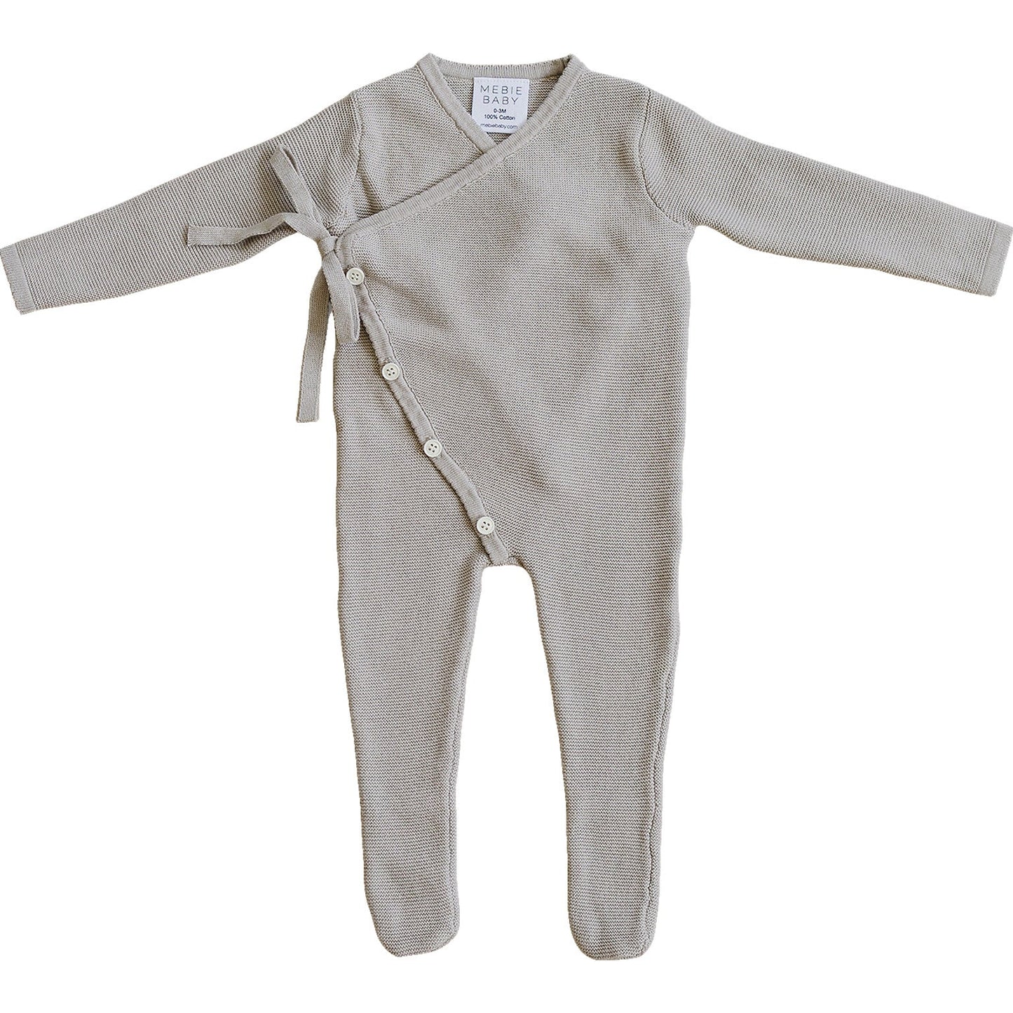 Mebie Baby Taupe Knit Wrap Romper
