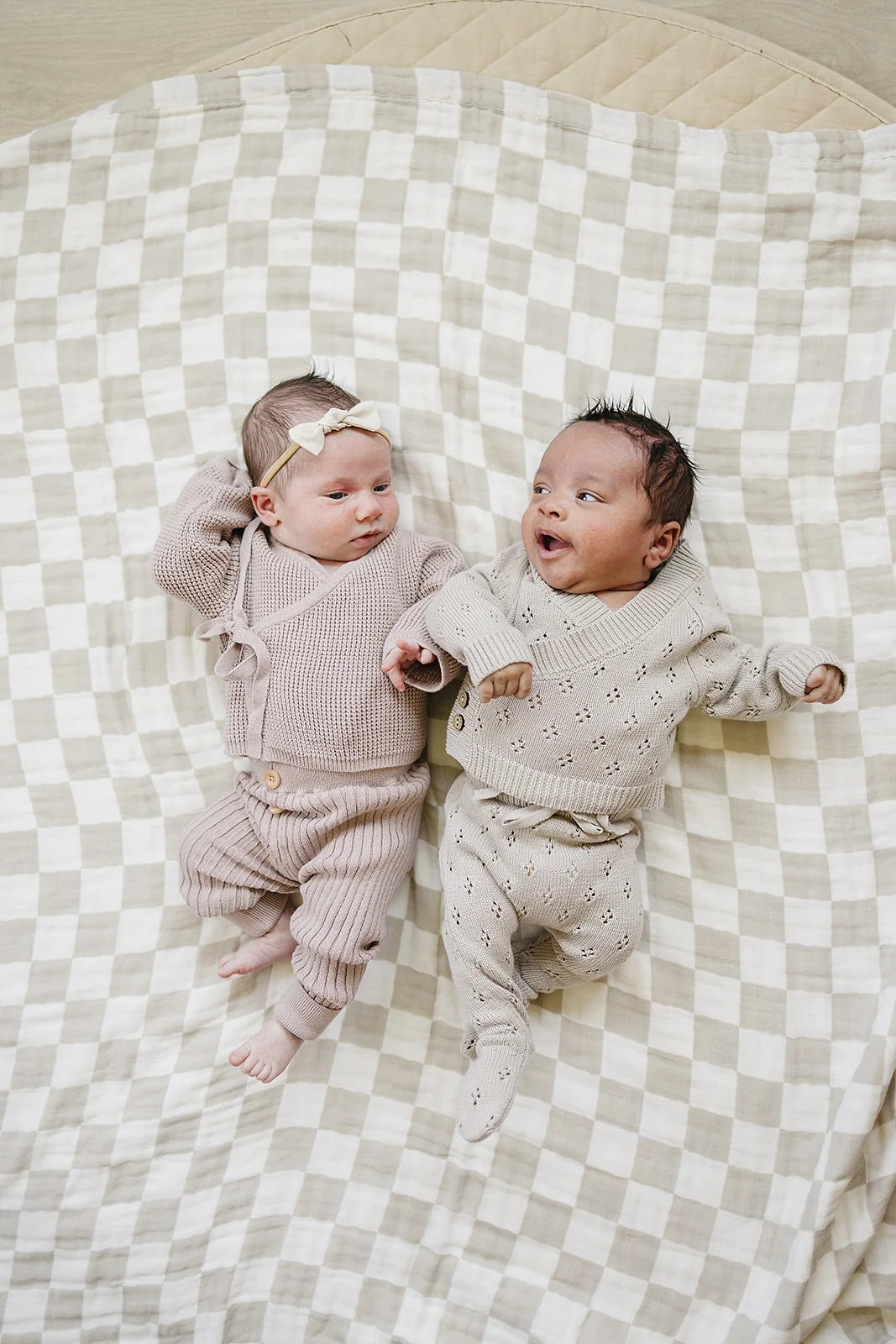 Mebie Baby Taupe Pointelle Knit Set