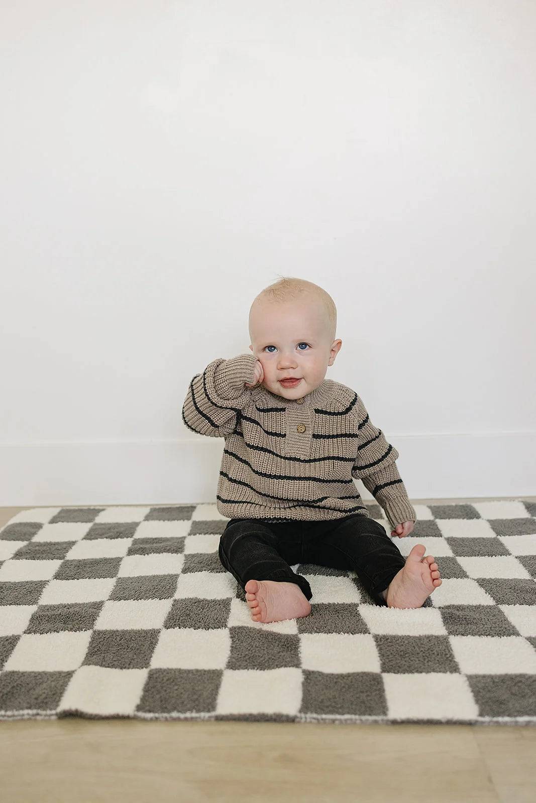 Mebie Baby Brown and Charcoal Knit Sweater