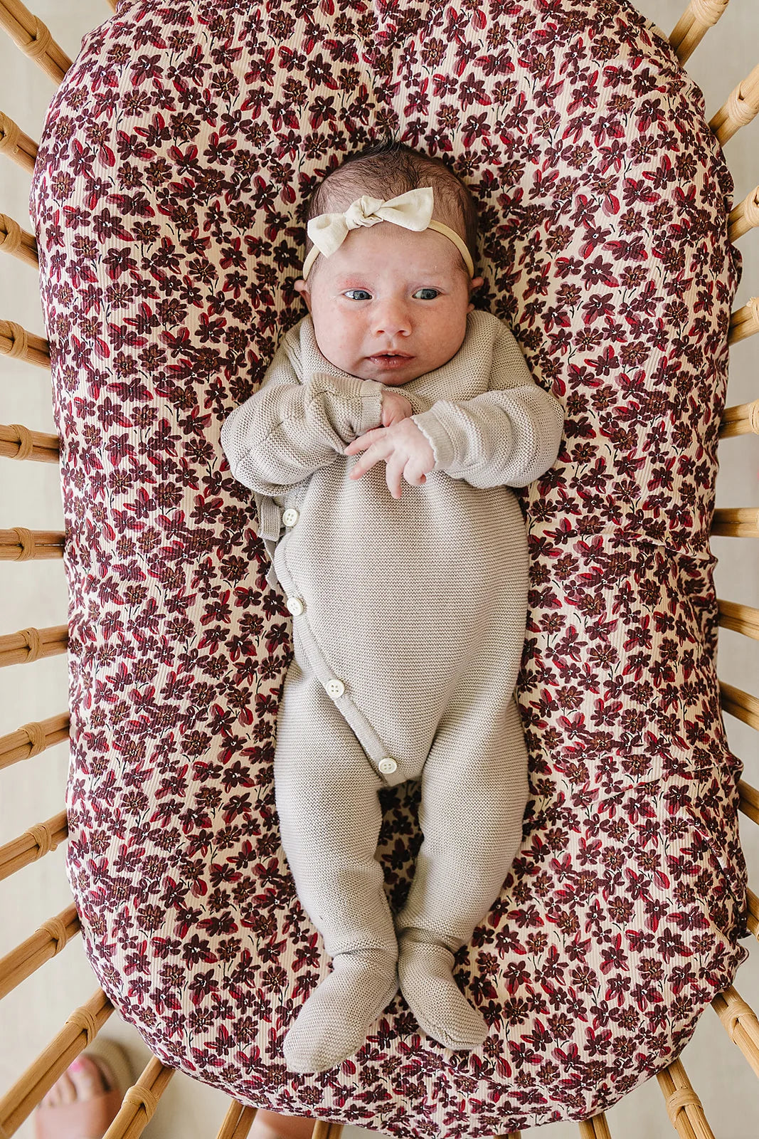 Mebie Baby Taupe Knit Wrap Romper