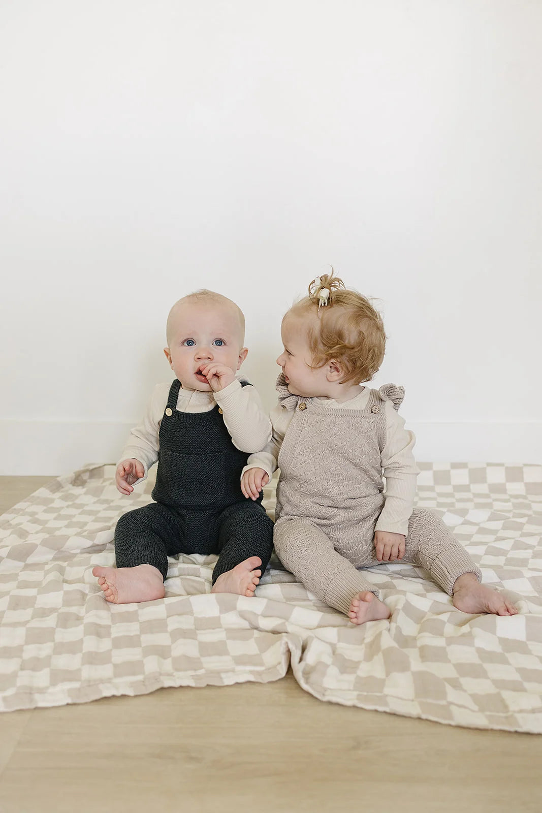 Mebie Baby Charcoal Knit Pocket Overalls