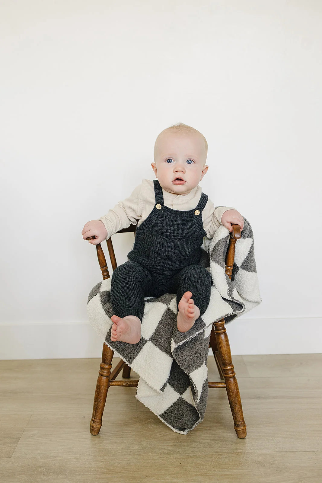 Mebie Baby Charcoal Knit Pocket Overalls
