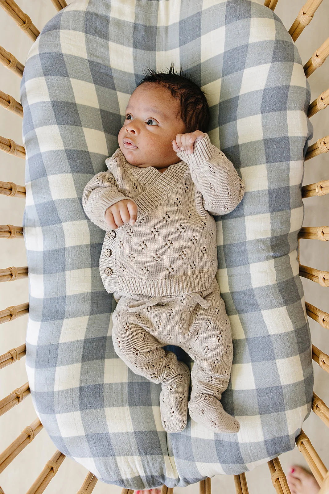 Mebie Baby Taupe Pointelle Knit Set