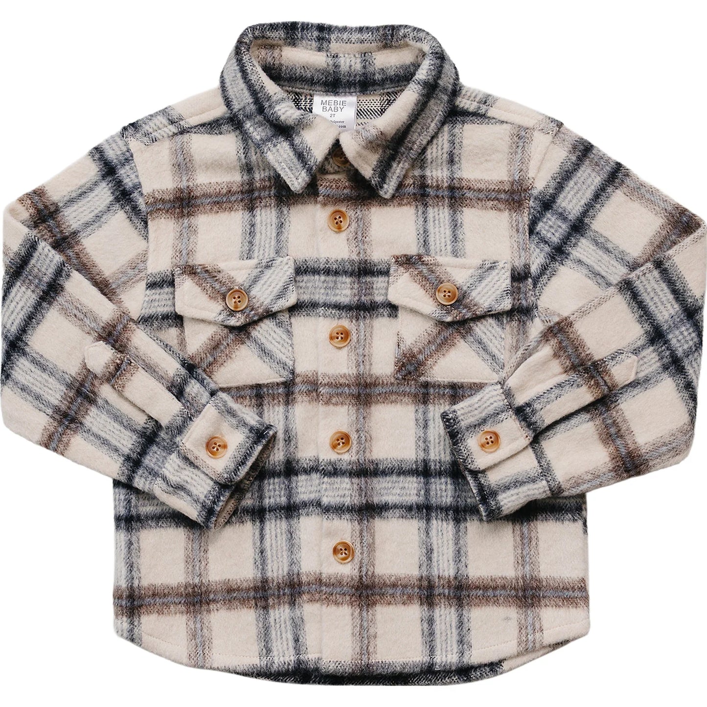 Mebie Baby Cream Plaid Shacket