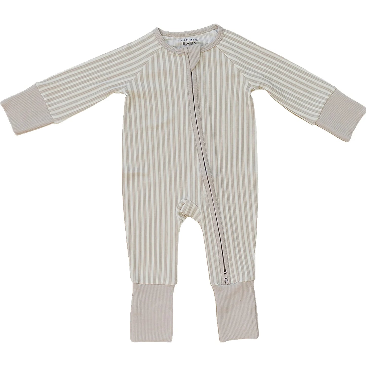 Mebie Baby Taupe Stripe Bamboo Zipper
