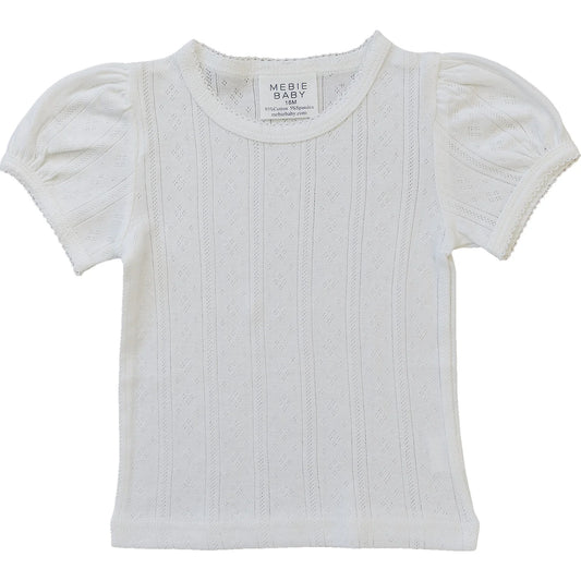 Mebie Baby Pointelle Tee || White