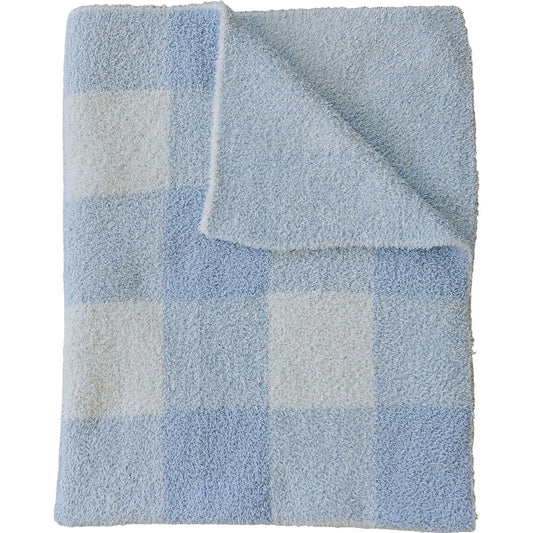 Mebie Baby Plush Child/Adult Blanket || Light Blue Plaid
