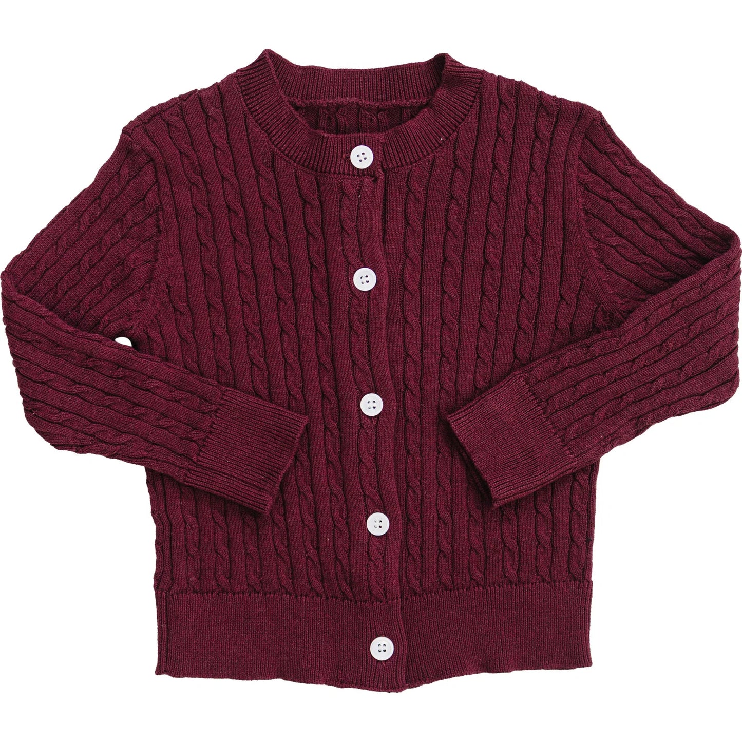Mebie Baby Burgundy Cable Knit Cardigan