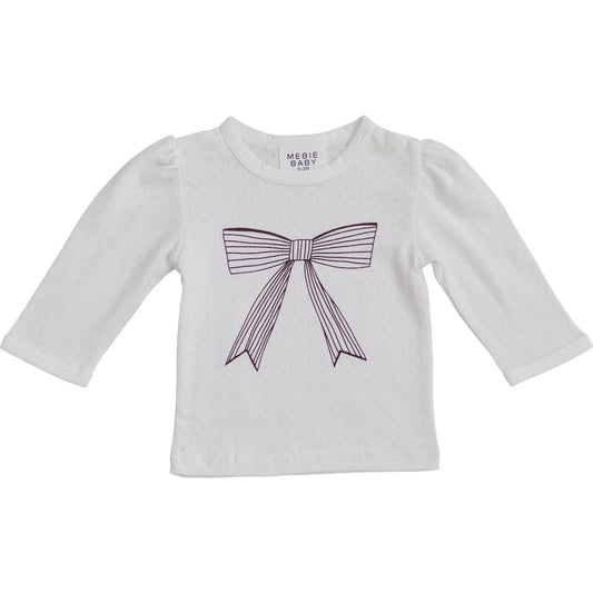 Mebie Baby Bow Pointelle Long Sleeve
