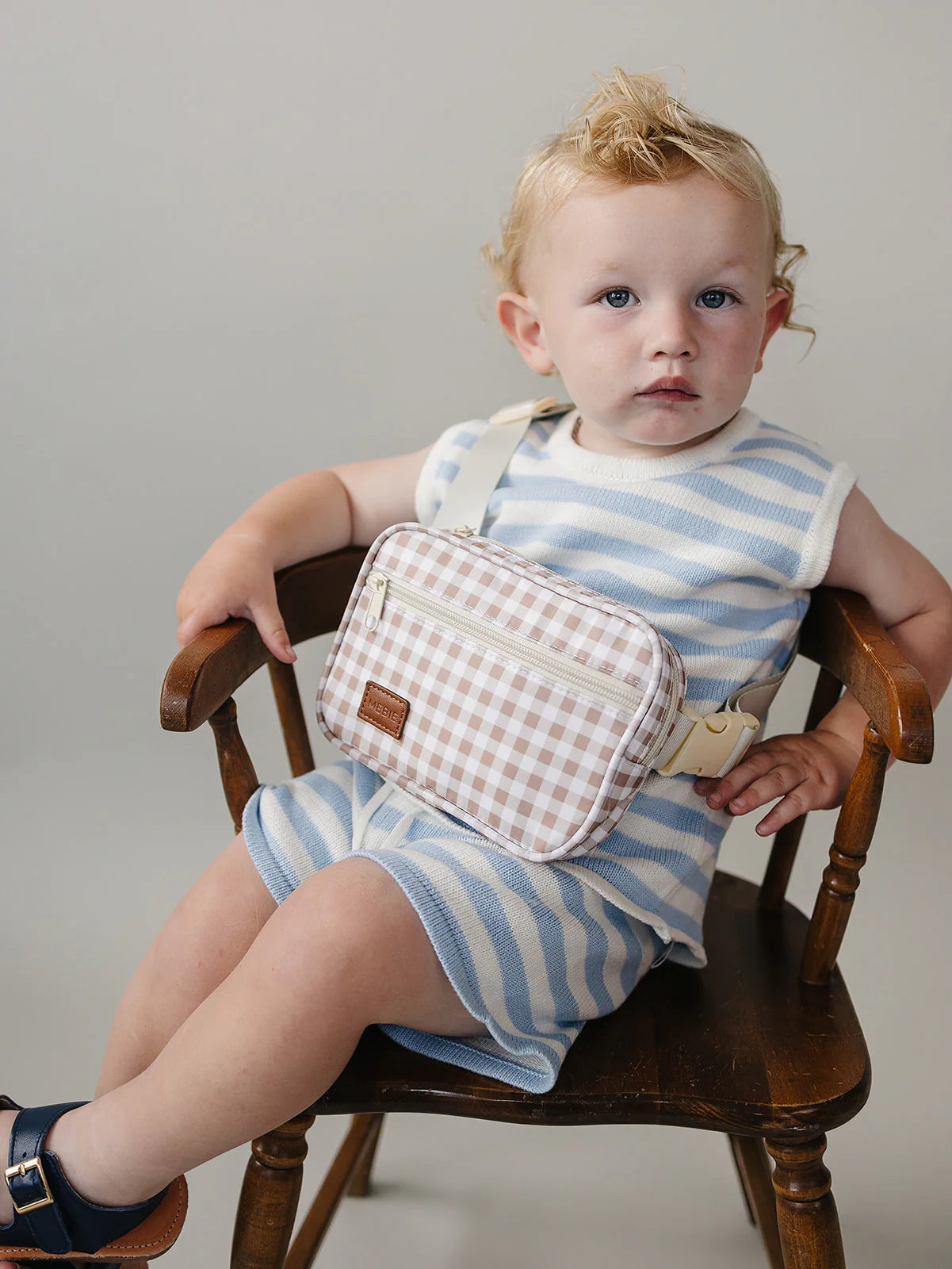 Mebie Baby Mini Fanny Pack || Tan Gingham