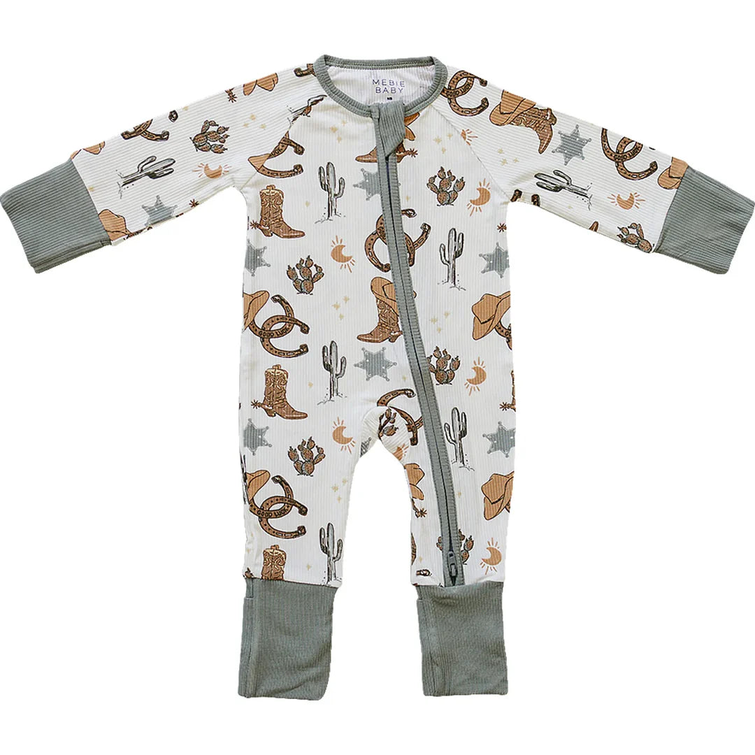Mebie Baby Ribbed Bamboo Zipper || Outlaw Cowboy