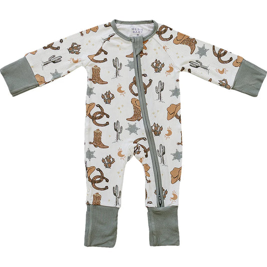 Mebie Baby Ribbed Bamboo Zipper || Outlaw Cowboy