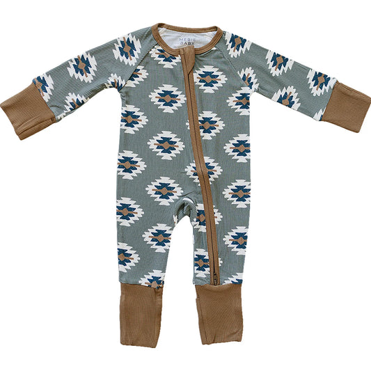 Mebie Baby Ribbed Bamboo Zipper || Southwest Aztec