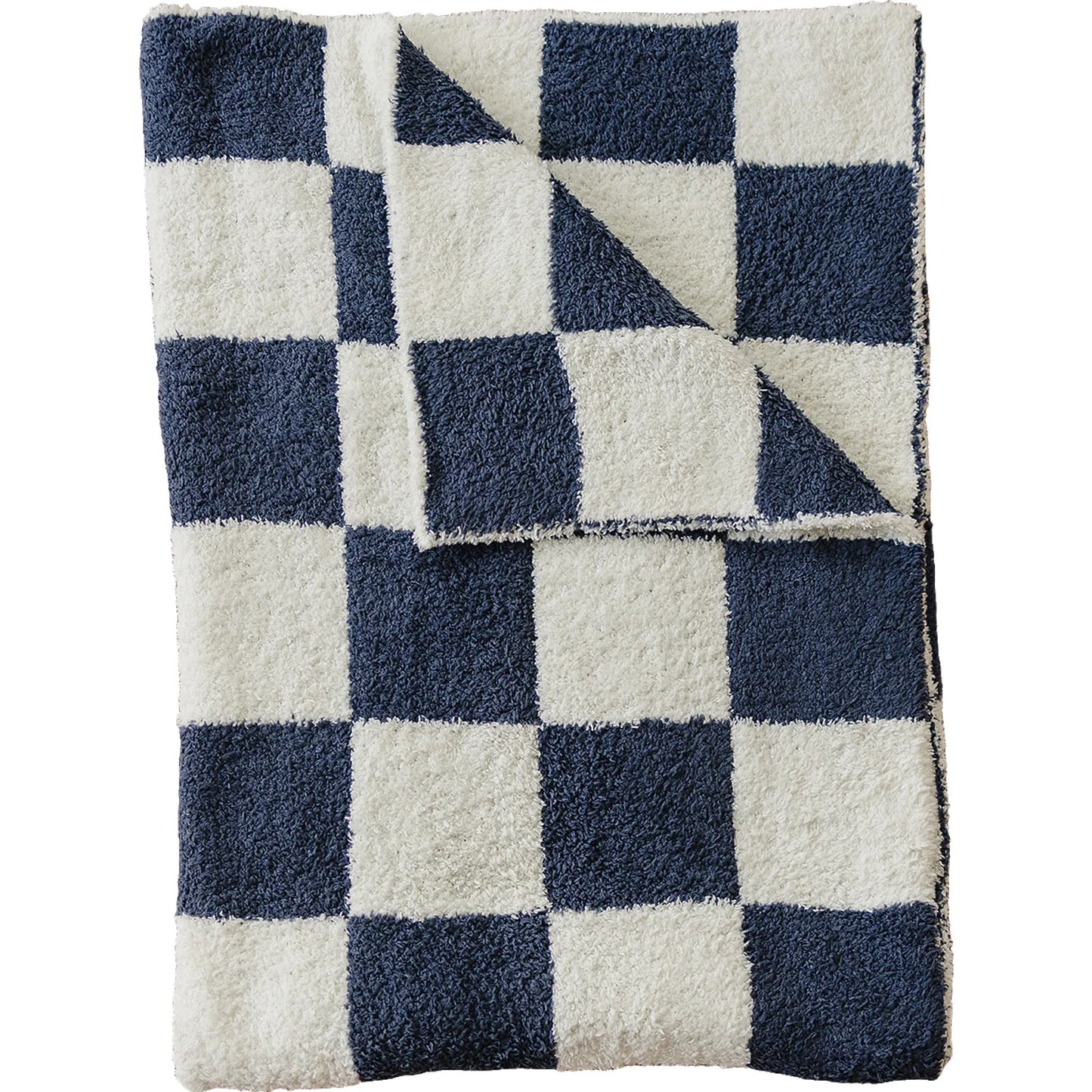 Mebie Baby Plush Baby Blanket || Navy Checkered