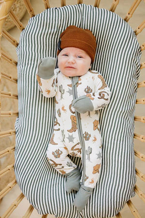 Mebie Baby Ribbed Bamboo Zipper || Outlaw Cowboy