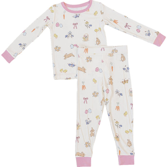 Mebie Baby Ribbed Bamboo Pink Bunny Cozy Set