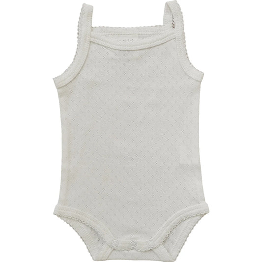 Mebie Baby White Pointelle Tank Bodysuit