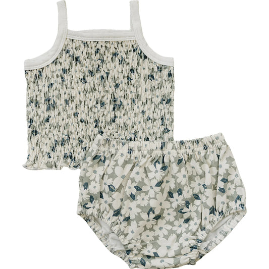 Mebie Baby Ruched Floral Bloomer Set