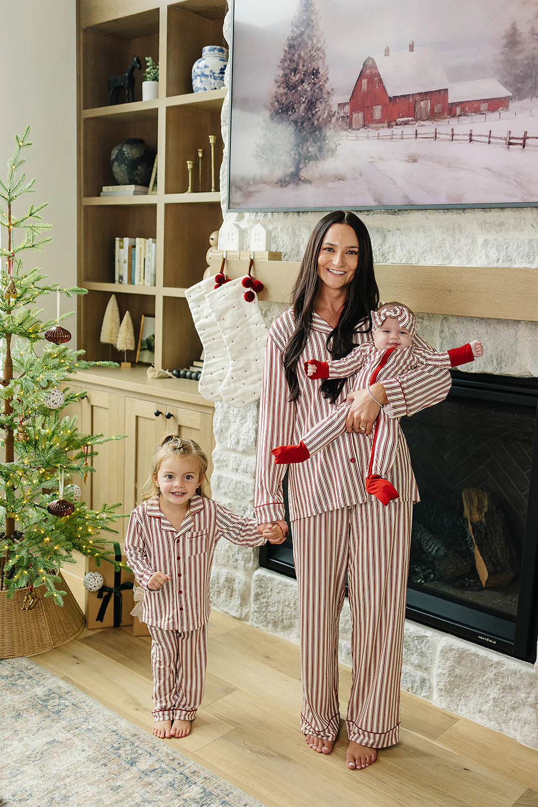 Mebie Baby Adult Red Stripes Pajama Set