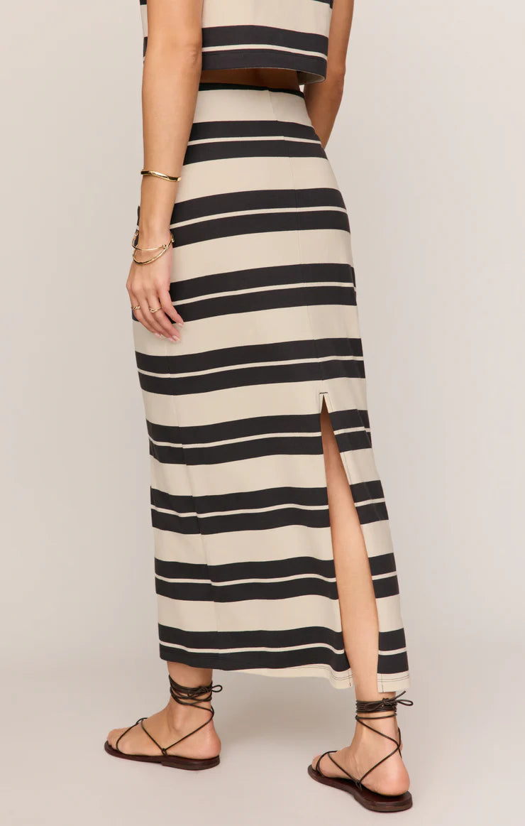 Z SUPPLY Gail Striped Midi Skirt || Ash Black