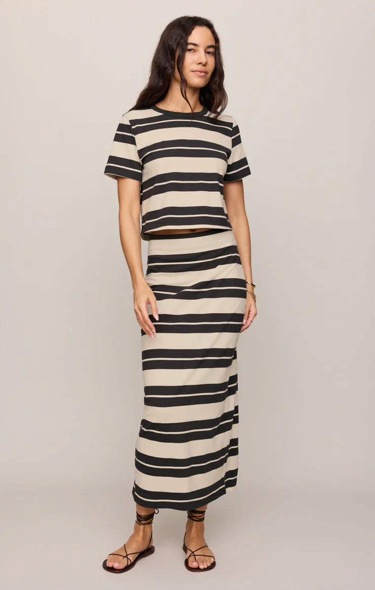 Z SUPPLY Gail Striped Midi Skirt || Ash Black