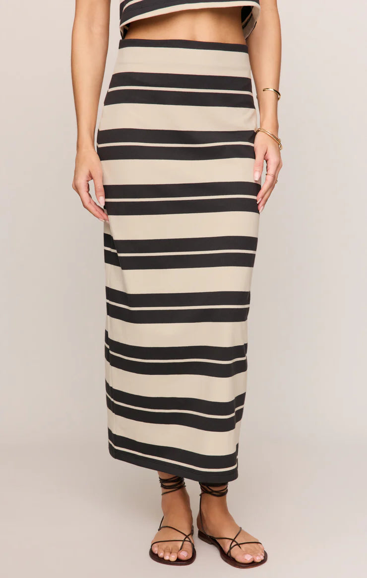 Z SUPPLY Gail Striped Midi Skirt || Ash Black