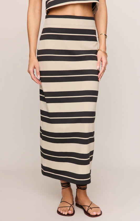 Z SUPPLY Gail Striped Midi Skirt || Ash Black