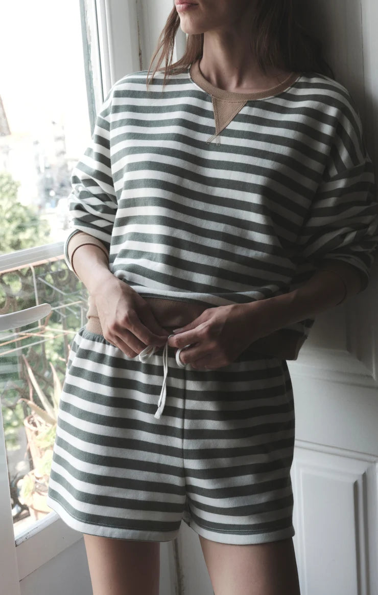Z SUPPLY Low Key Stripe Fleece Short || Monstera