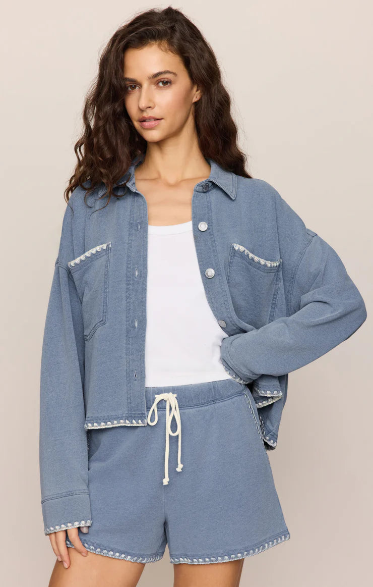 Z SUPPLY Hunter Whipstitch Knit Denim Shorts