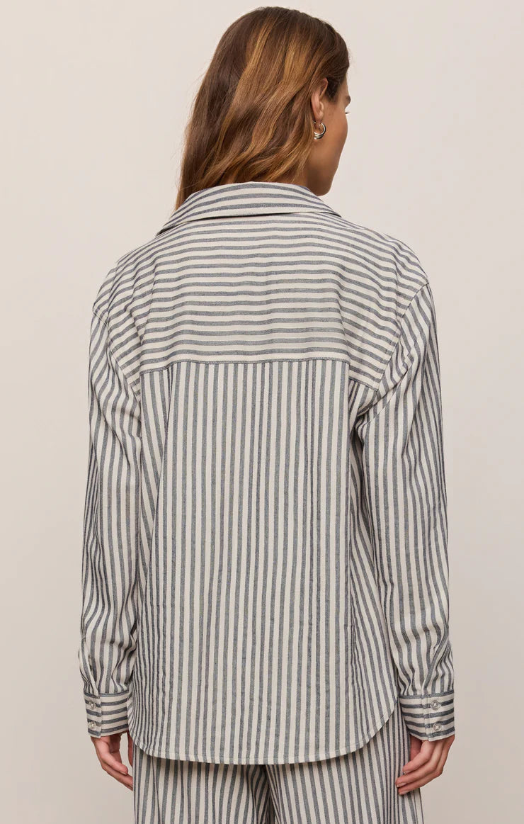 Z SUPPLY Reese Button Up Stripe Top || Eclipse