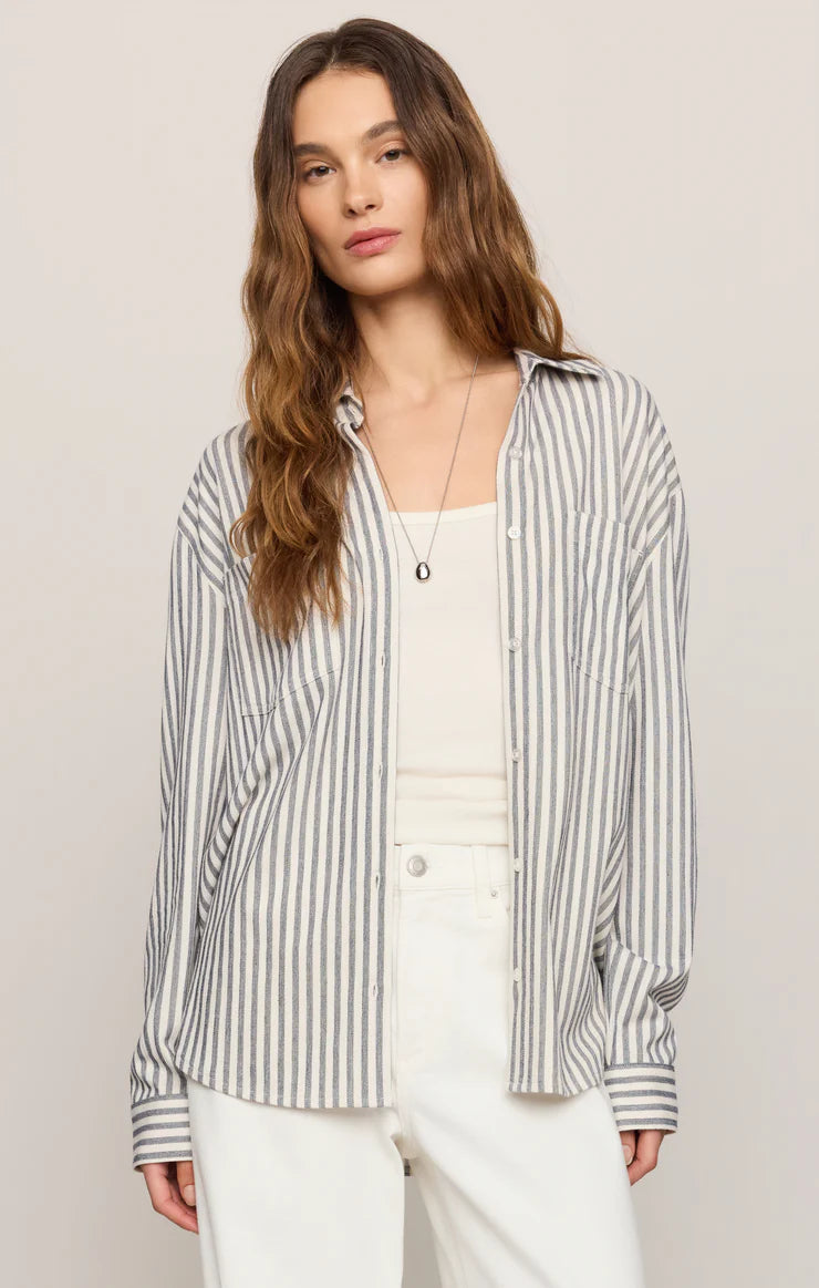 Z SUPPLY Reese Button Up Stripe Top || Eclipse