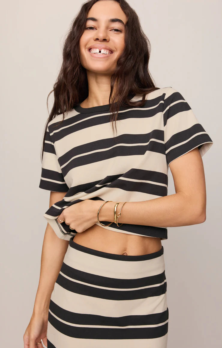 Z SUPPLY Stellan Striped Jersey Tee || Ash Black