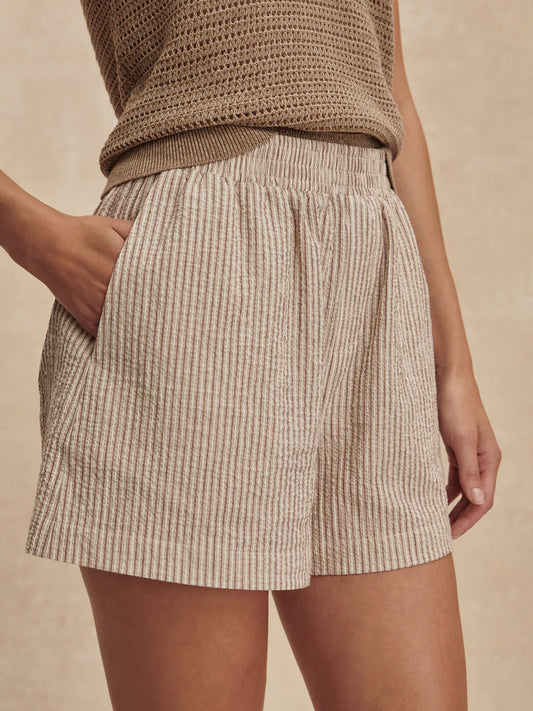 Varley Darina Shorts 4" || Birch Taupe Stripe