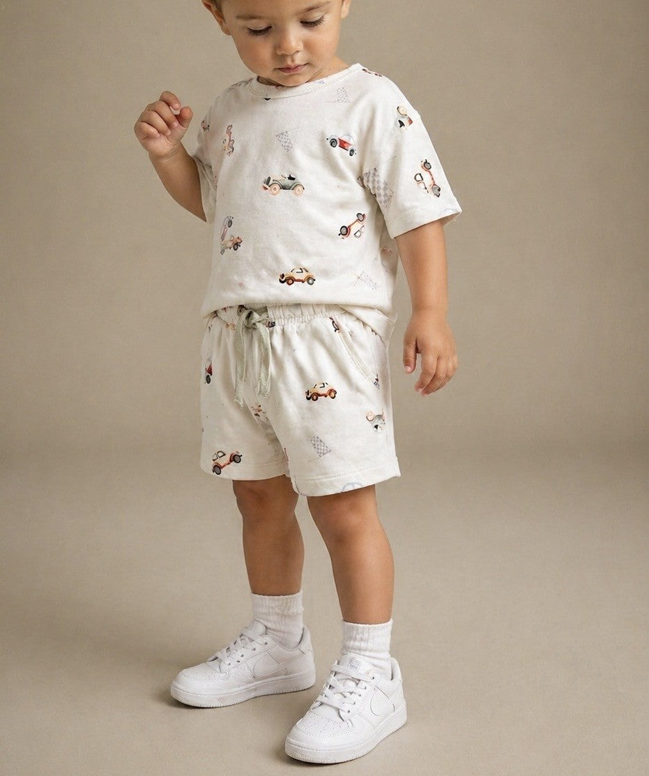 Little Luba Bamboo Short Set || Classic Cars