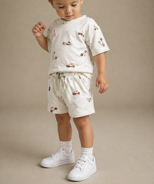 Little Luba Bamboo Short Set || Classic Cars