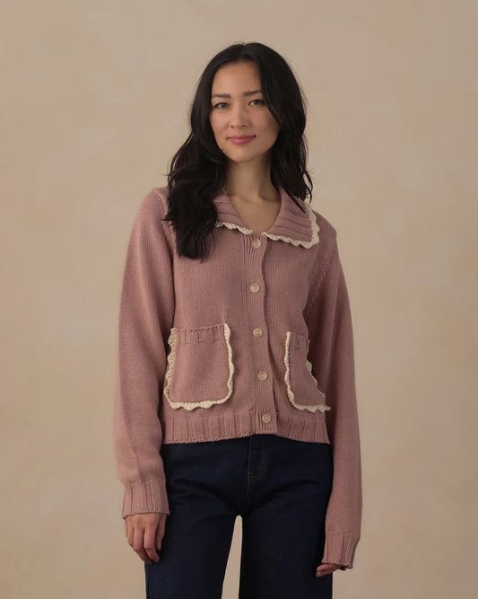 Rylee + Cru Women's Collared Cardigan || Rosewood
