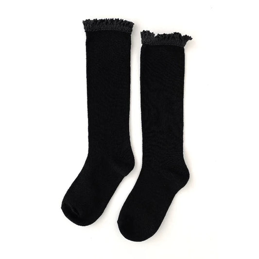 Little Stocking Co. Lace Top Knee Highs || Black