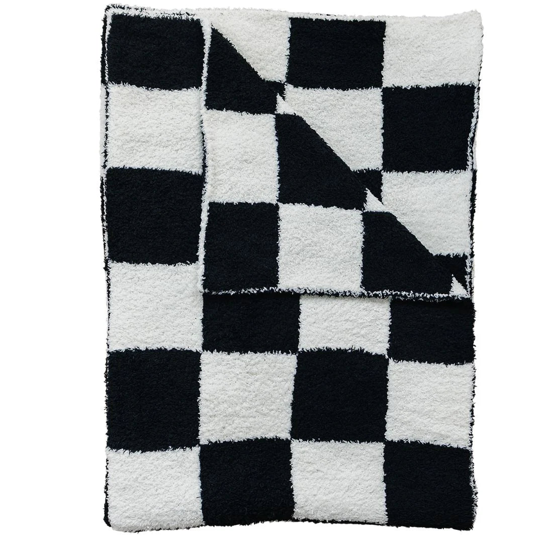 Mebie Baby Plush Baby Blanket || Black and White Checkered