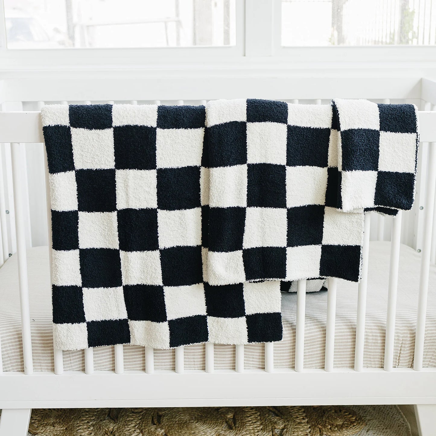 Mebie Baby Plush Baby Blanket || Black and White Checkered