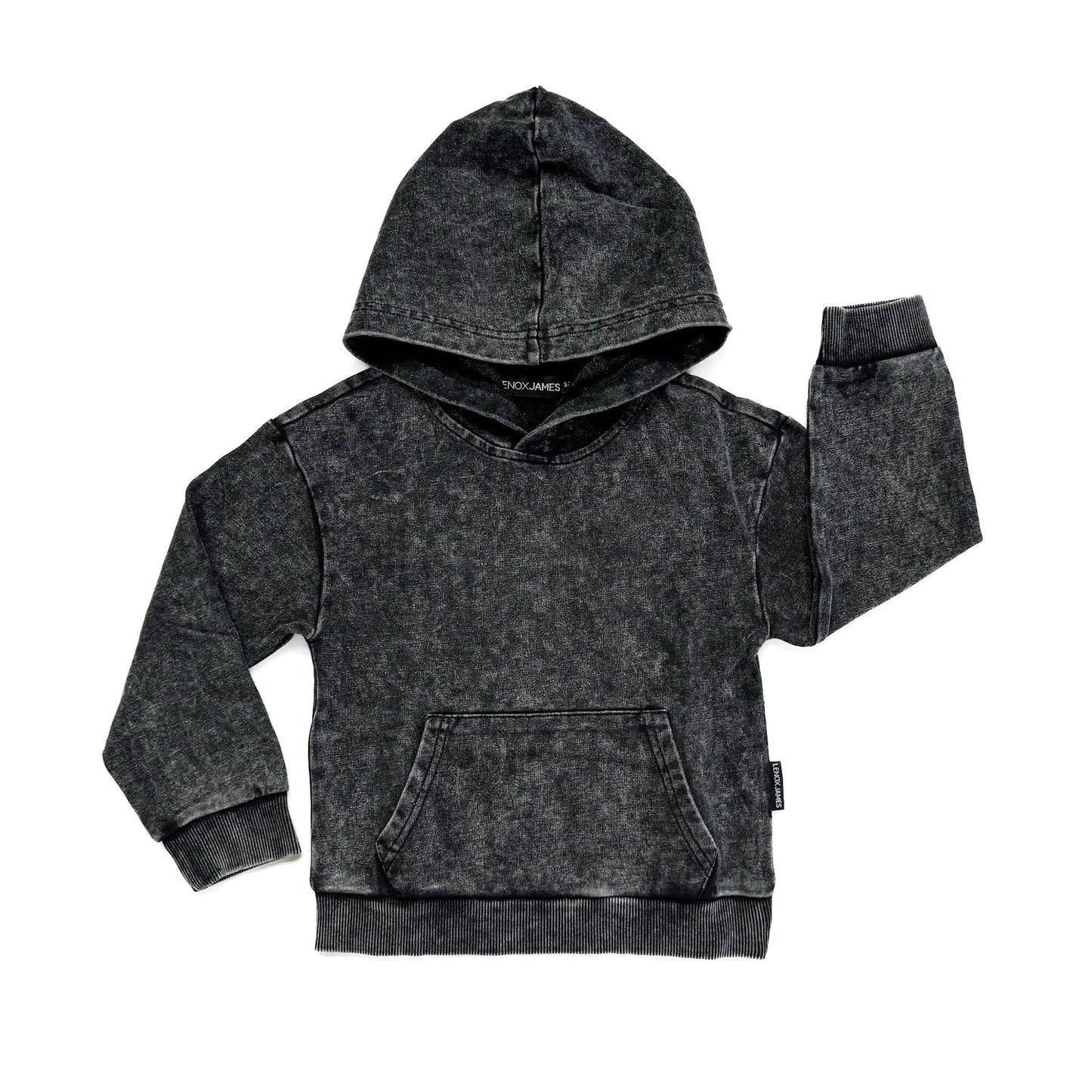 Lenox James Acid Wash Hoodie || Charcoal