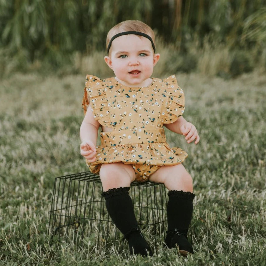 Little Stocking Co. Lace Top Knee Highs || Black