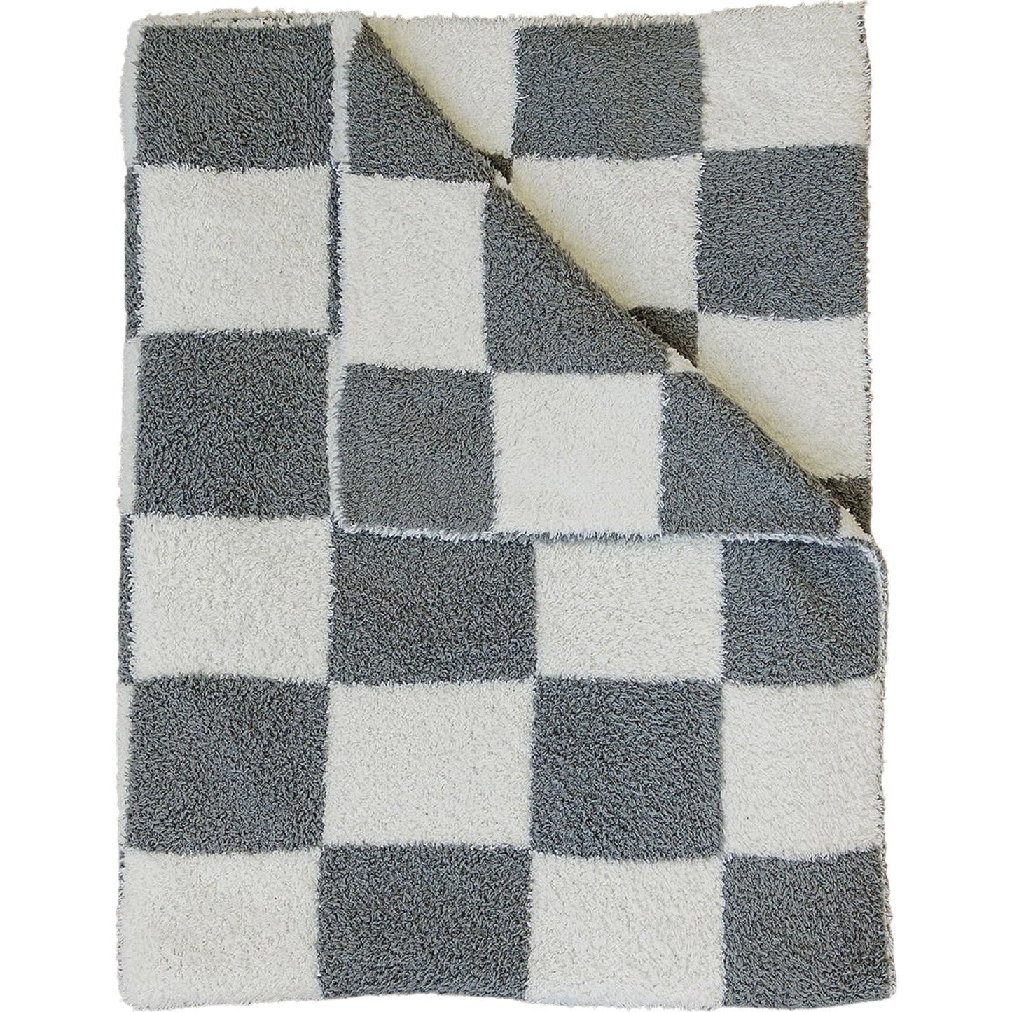 Mebie Baby Plush Baby Blanket || Charcoal Checkered