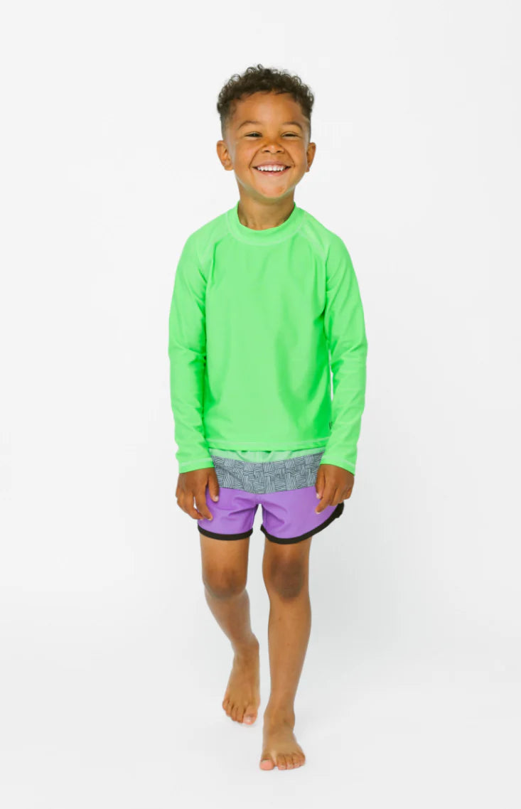 Little Bipsy Block Swim Short || Neon Green