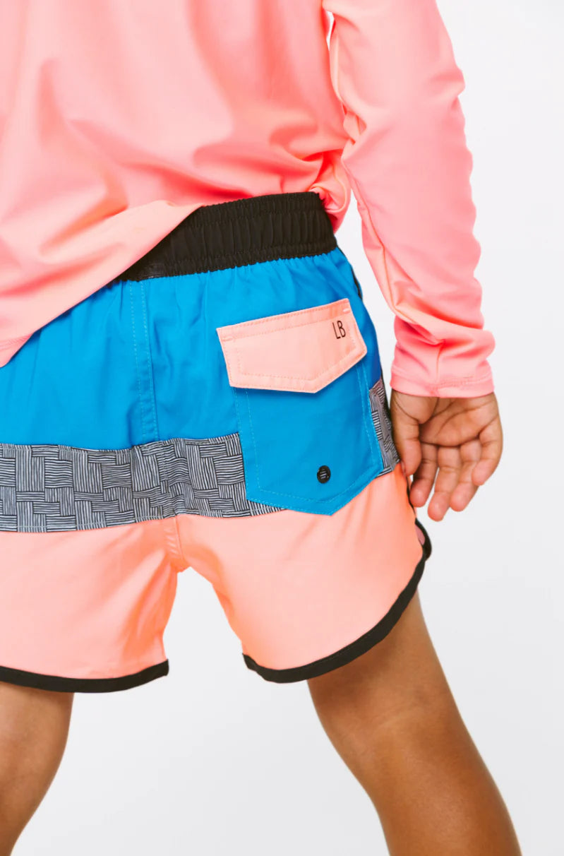 Little Bipsy Block Swim Short || Neon Pink