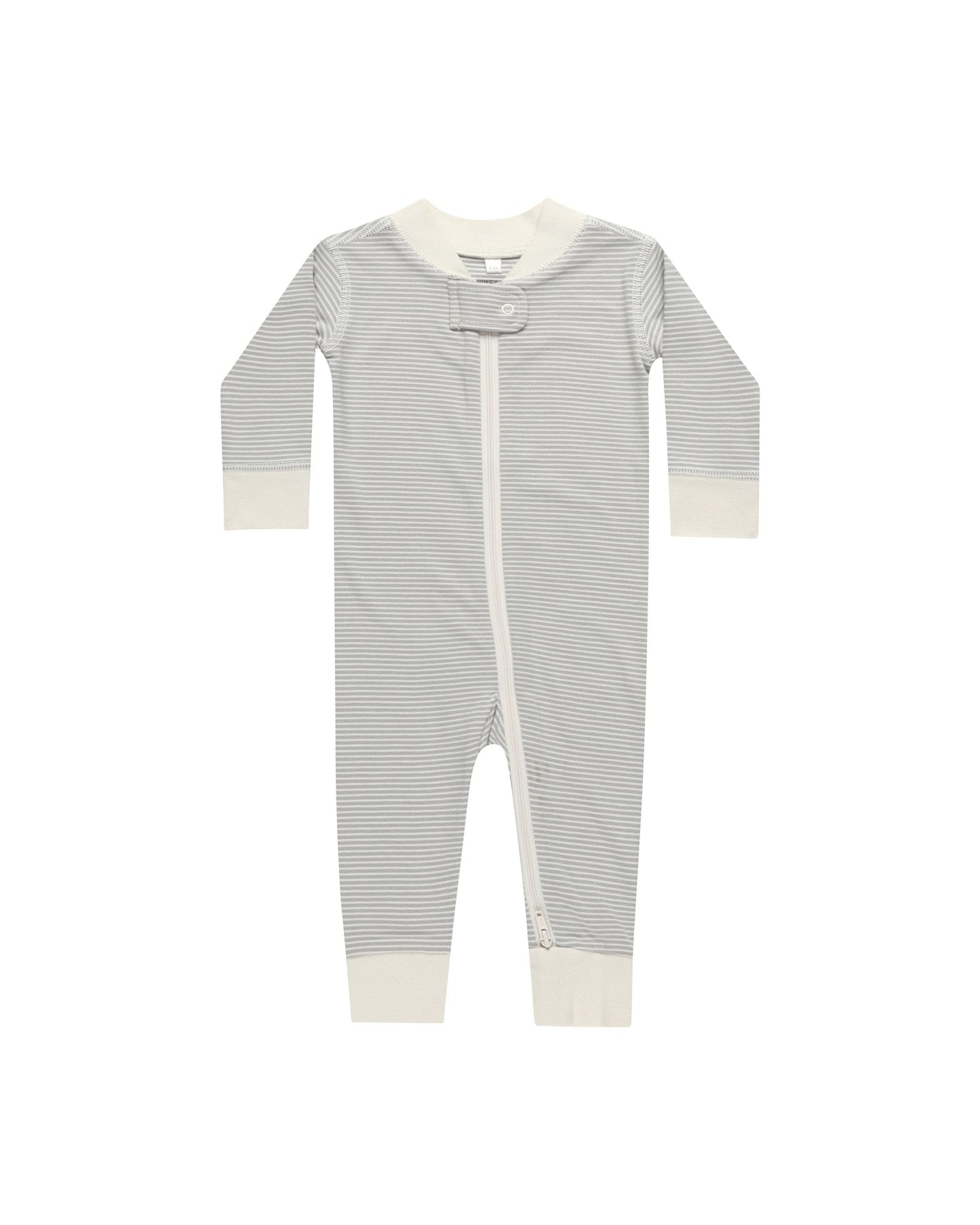 Quincy Mae Zip Long Sleeve Sleeper || Blue Micro Stripe