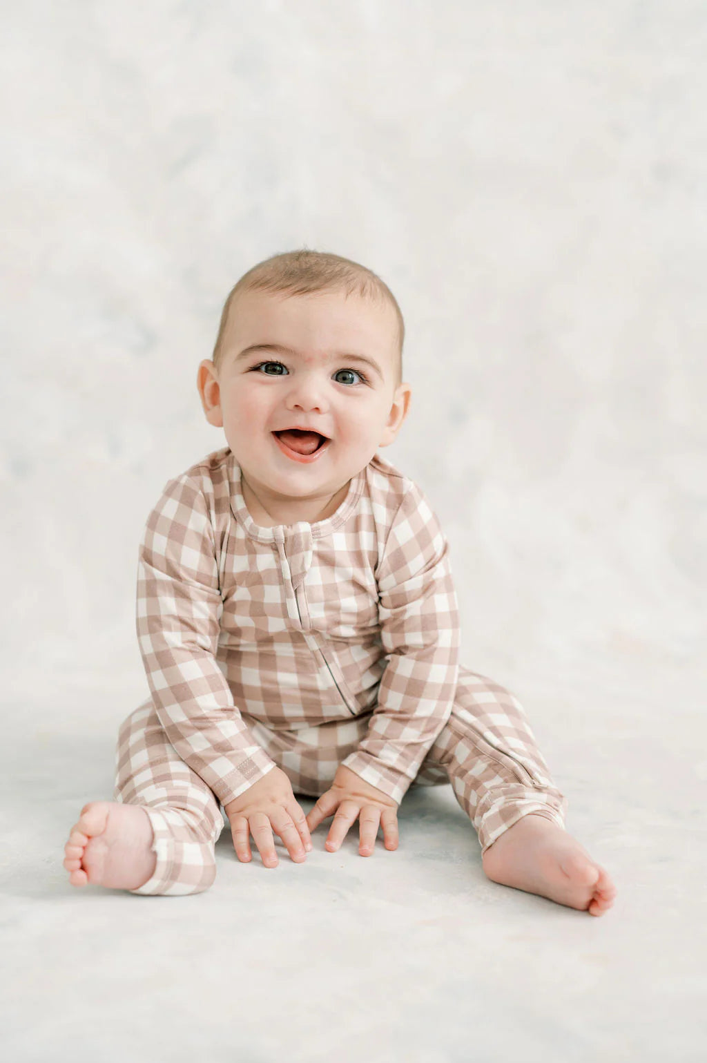 Little Lott Co. Bamboo Romper || Brown Gingham