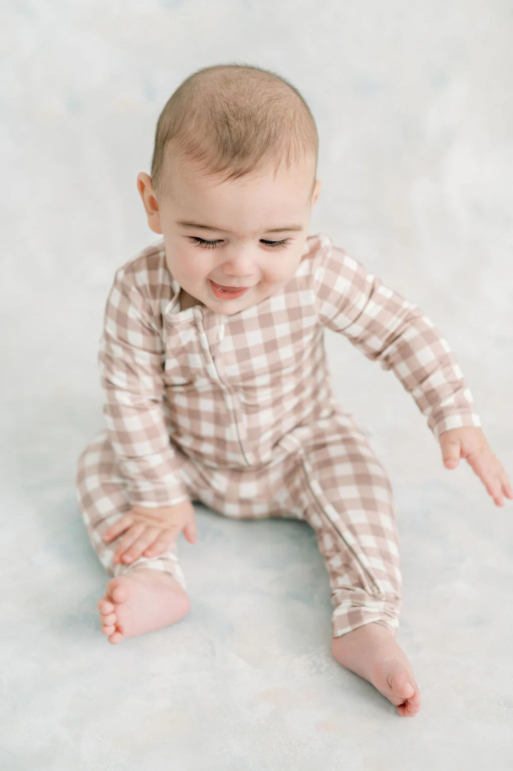 Little Lott Co. Bamboo Romper || Brown Gingham